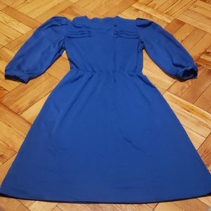 Vintage Royal Blue 3/4 Sleeve Dress